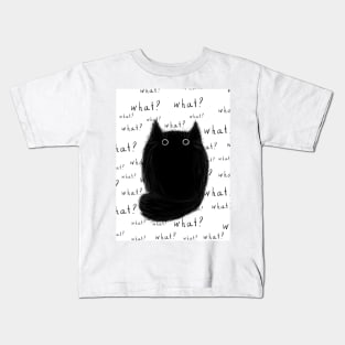 Black cat and the inscription "what?" Kids T-Shirt